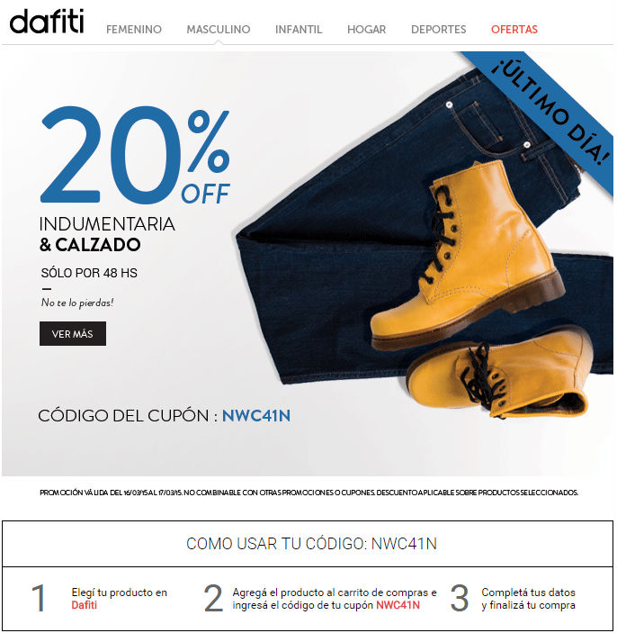 Cupones de descuento por email